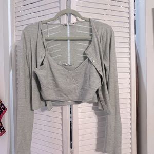 Blue Grey Zara crop sweater set NWT